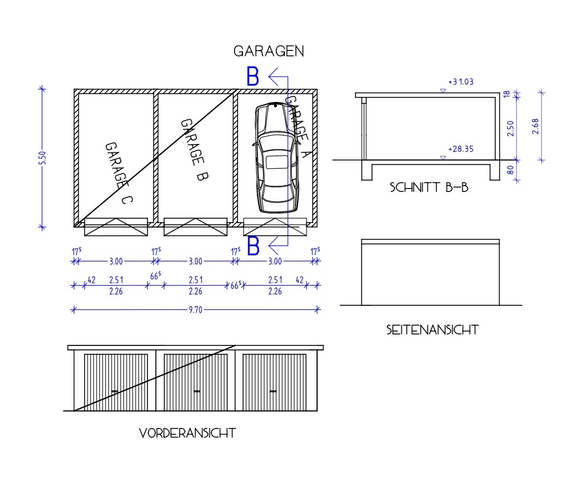 Bauzeichnung Garage